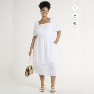 Time & Tru Elegant White Eyelet Dress